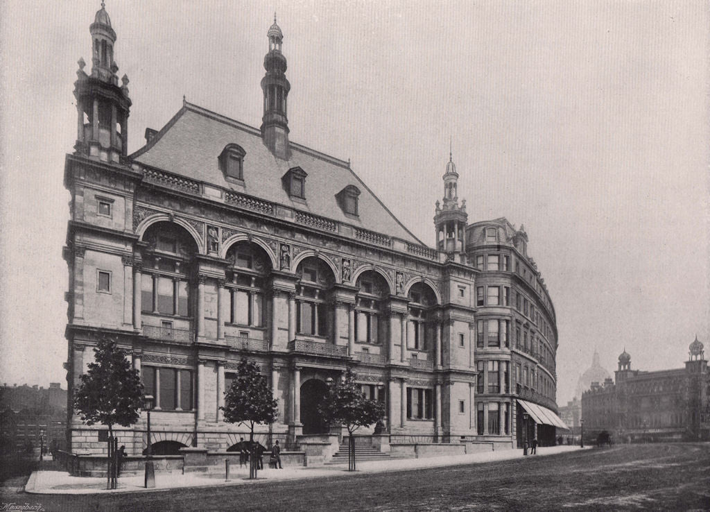 The Thames Embankment - the city of London school. London 1896 old print